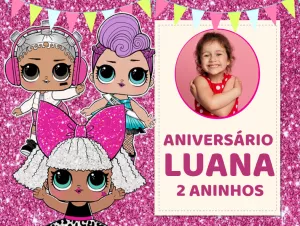 Painel de Aniversário LOL Surprise com Foto para Editar