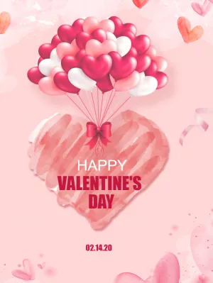 Valentine's Day Card with Heart Balloons to Edit Online