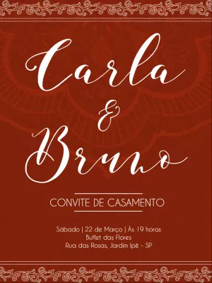 Convite de Casamento Arabesco Sofisticado para Editar Online