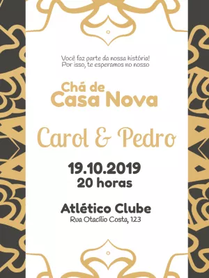 Convite Chá de Casa Nova Arabescos para Editar Online