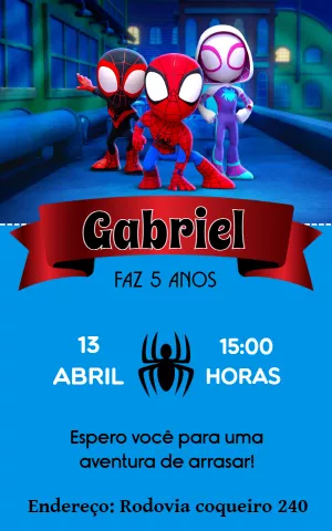 Convite Aniversário Spidey e Amigos para Editar Online