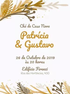 Convite Chá de Casa Nova Botânico Dourado para Editar Online