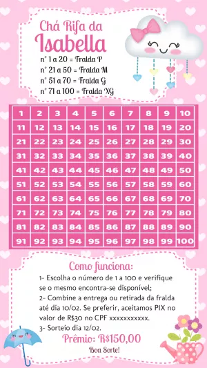 Chá Rifa Chuva de Amor para Editar Online e Imprimir