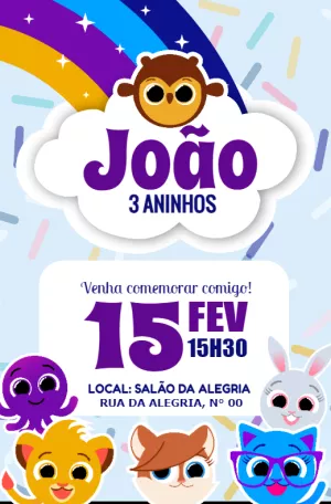 Convite de Aniversário Bolofofos com Personagens para Editar