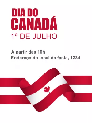 Convite Dia do Canadá com Bandeira para Editar Online