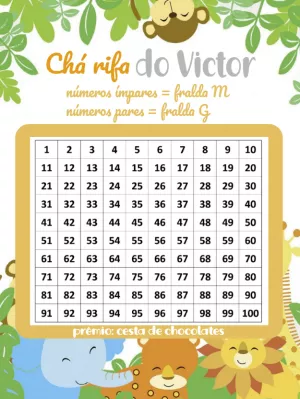 Chá Rifa Safari com Animais Fofos para Editar Online
