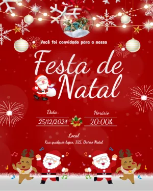 Convite Festa de Natal com Papai Noel para Editar Online