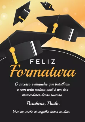 Cartão de Formatura Elegante com Chapéus para Editar Online