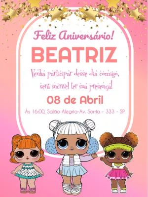Convite de Aniversário LOL Surprise para Editar Online