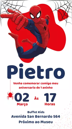 Convite de Aniversário Homem Aranha para Editar Online
