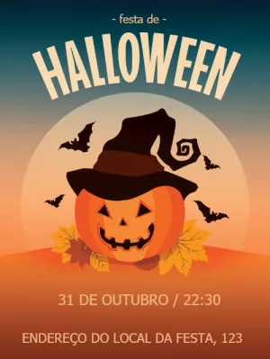 Convite de Halloween com Abóbora para Editar Online