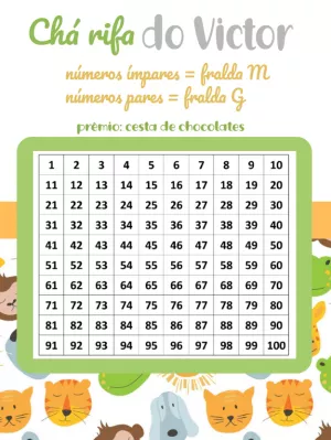 Chá Rifa Safari Editável com Animais para Imprimir e Enviar