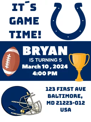 American Football Birthday Invitation to Edit Online