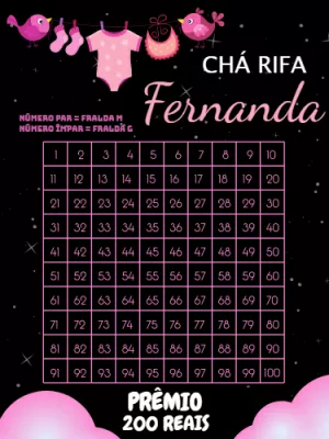 Chá Rifa Menina com Tema Varal de Roupas para Editar