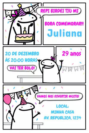 Convite de Aniversário Flork Meme Engraçado para Editar Online