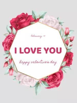 Editable Valentine's Day Card with Floral Wreath to Customize