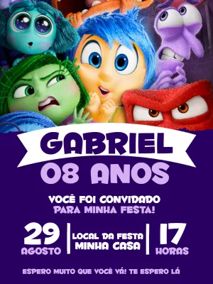 Convite Aniversário Divertida Mente 2 Editável Online