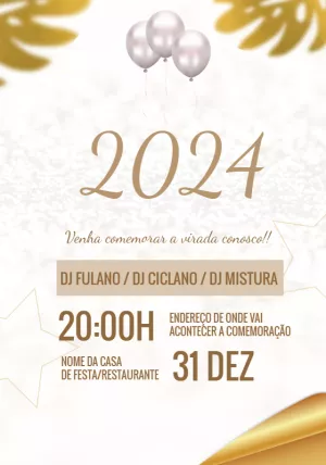Convite de Ano Novo Elegante Dourado para Editar Online