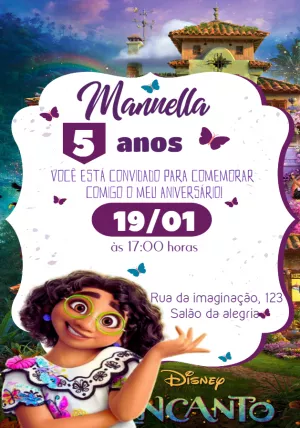 Convite Aniversário Encanto com Mirabel para Editar Online
