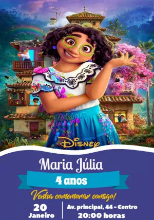 Convite de Aniversário Encanto com Mirabel para Editar Online