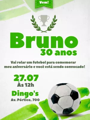 Convite de Aniversário Tema Futebol para Editar Online