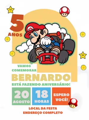Invito di compleanno Super Mario – Statico – Jonathan Fiuza