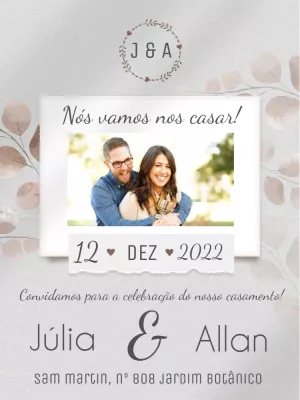 Convite de Casamento com Foto para Editar Online
