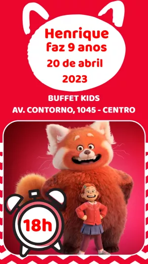 Convite Aniversário Red: Crescer é uma Fera para Editar Online