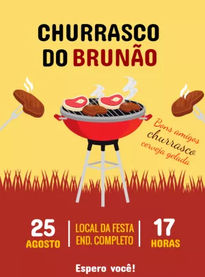 Convite de Aniversário Tema Churrasco Editável para Enviar Online