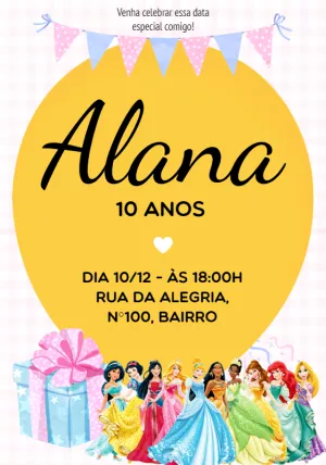 Invito di compleanno Principesse – Statico – Beatriz Lopes dos Anjos