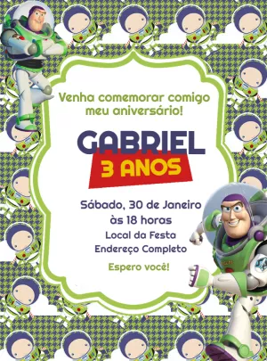Convite Aniversário Buzz Lightyear para Editar Online