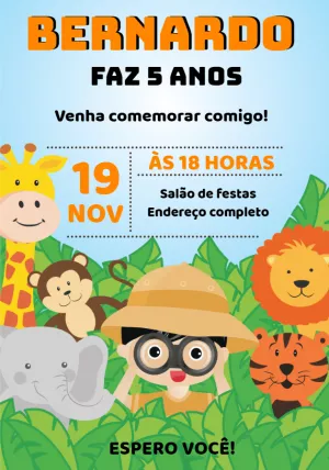 Safari Birthday Invitation – Static – Montando a Sua Festa Oficial