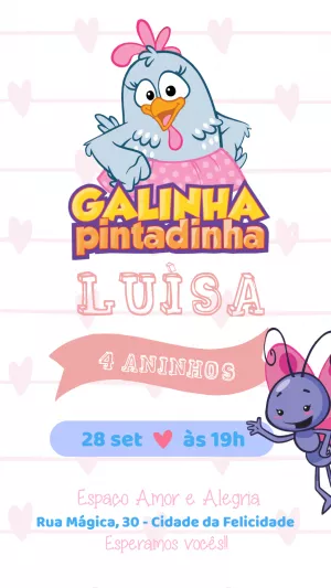 Galinha Pintadinha生日邀请函 – 静态 – Maria Eduarda da Silva