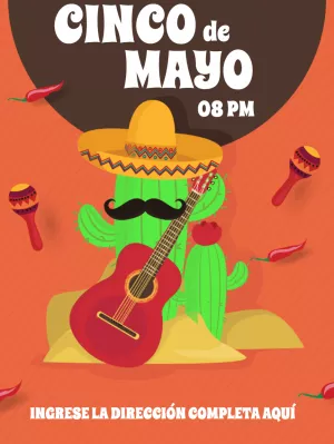 Invitación de Cinco de Mayo con Cactus para Editar Online