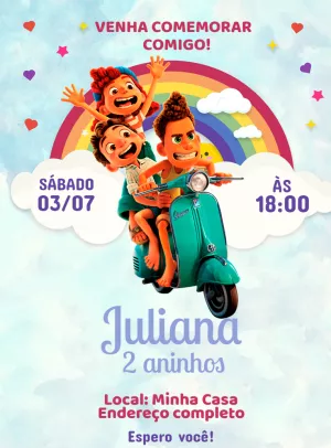 Convite de Aniversário Luca Disney para Editar Online