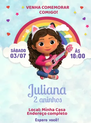 Convite Aniversário Casa Mágica da Gabby para Editar Online