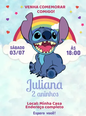 Invitación de cumpleaños Stitch – Estático – Decore Arte