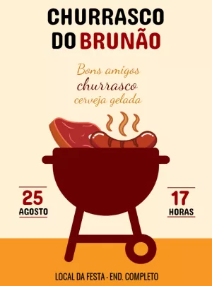 Convite de Aniversário Churrasco Moderno para Editar Online
