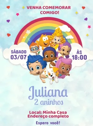 Convite de Aniversário Bubble Guppies para Editar Online