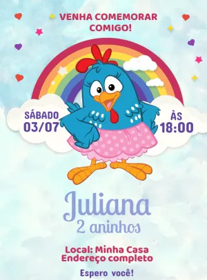 Convite Aniversário Galinha Pintadinha para Editar Online