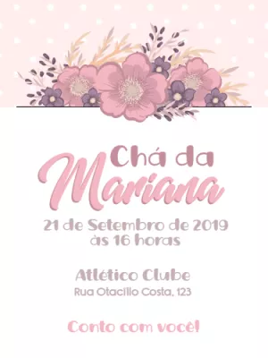 Convite Chá de Panela Floral Delicado para Editar Online