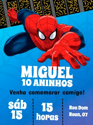 Convite de Aniversário Homem Aranha para Editar Online