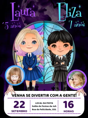 Invito di compleanno Mercoledì – Statico – Pedro Henrique