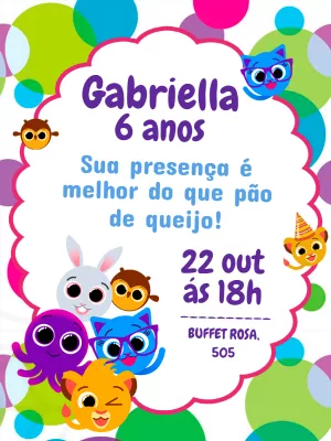 Invitación de cumpleaños Bolofofos – Estático – Carolina