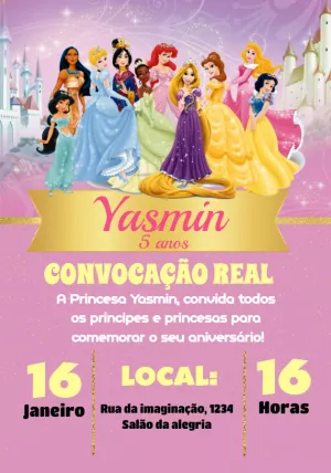 Invitación de cumpleaños Princesas – Estático – Convites Personalizados