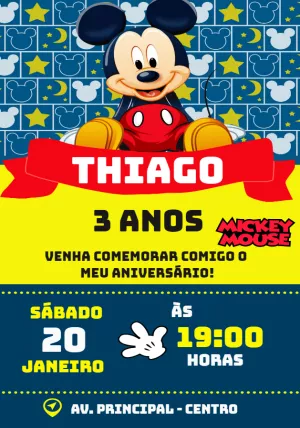 Mickey Mouse Birthday Invitation – Static – Convites Personalizados