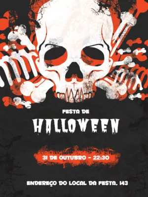 Convite de Halloween com Caveira Assustadora para Editar
