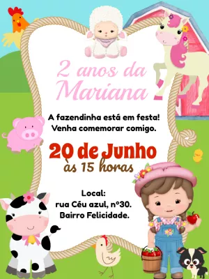 Animals Birthday Invitation – Static – Bella Liz Convites