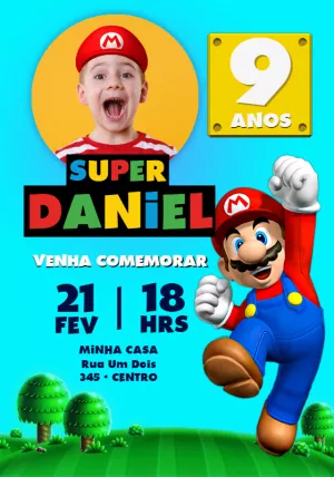 Invito di compleanno Super Mario – Statico – Jotta
