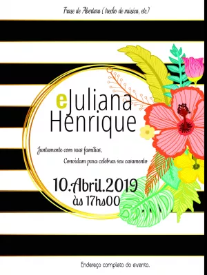 Convite de Casamento Tropical Listrado para Editar Online